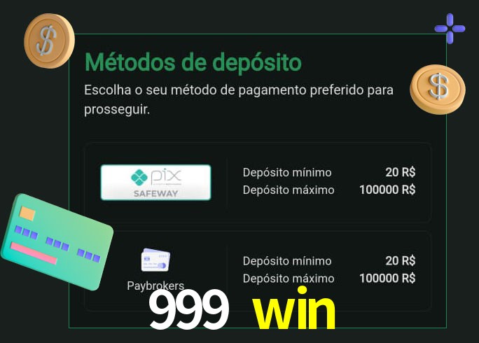 O cassino 999 win oferece uma grande variedade de métodos de pagamento